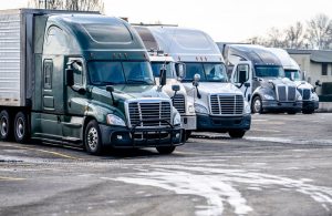 trucks at a truck stop
