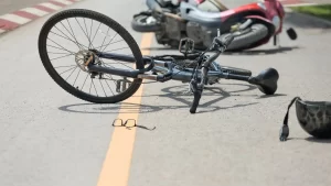 a bicycle accident lying on the ground